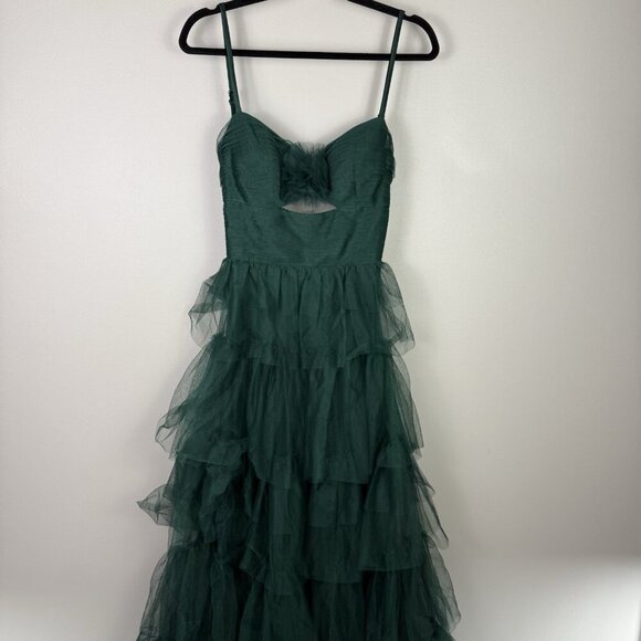 Blondie Nites Prom Dress Women's Dark Green Ruffled Juniors A-Line Maxi Sz 7 - Picture 4 of 11